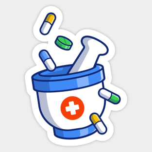 Pestle And Mortar Crushing Pills And Tablets Sticker